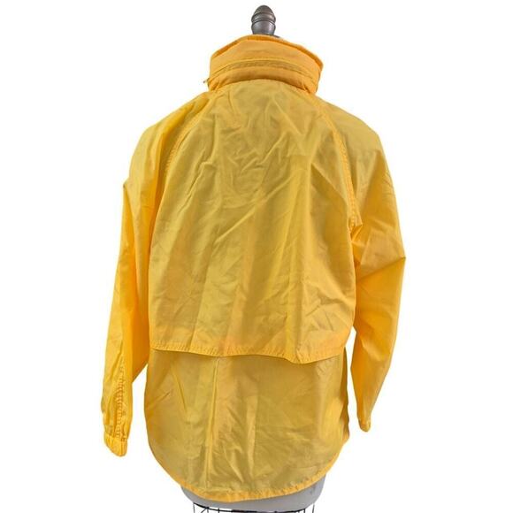 Eddie Bauer 100% Nylon Bright Yellow Windbreaker Hood in Collar WOmen L - Picture 2 of 5